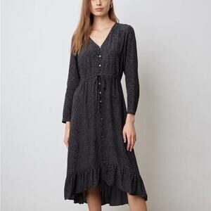 NWT Rails Jade Midi Dress In Spotted Slate Leopard Print Charcoal Sz S